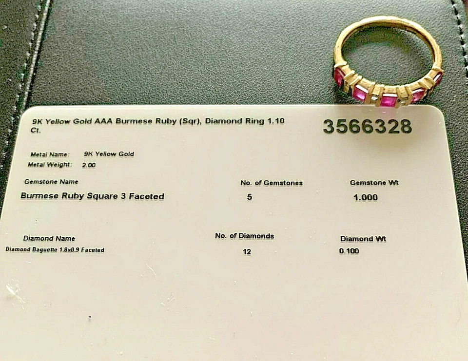 9ct Gold AAA Burmese Princess 1.10ct Ruby & Diamond ET Band Ring~UK R½ US 8 7/8 - Image 2 of 4