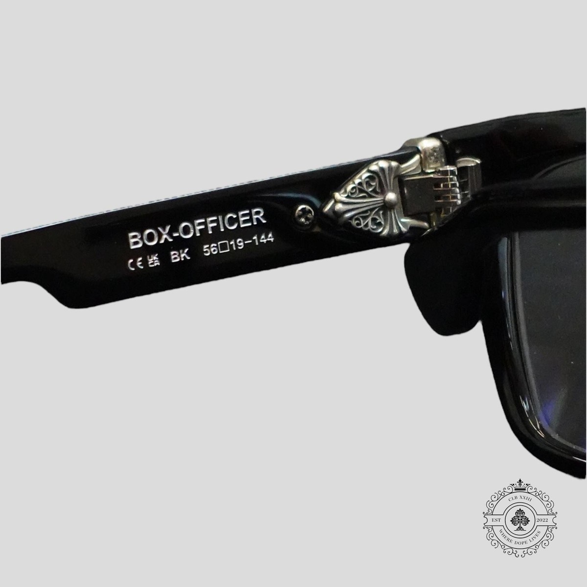 【美品】Chrome Hearts BOX OFFICER EYEWEAR Chrome Hearts Box Officer Glasses in Black/Silver | eBay
