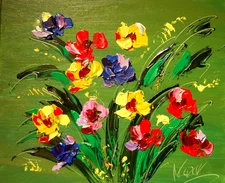 WOW FLOWERS  Modern Abstract   Original Oil Painting  IMPRESSIONIST CGIR7