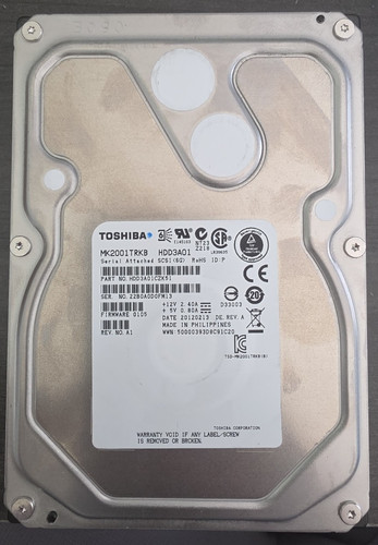 TOSHIBA MK2001TRKB 2tb 7200rpm 3.5inch 16mb Buffer SAS HDD Hard Drive