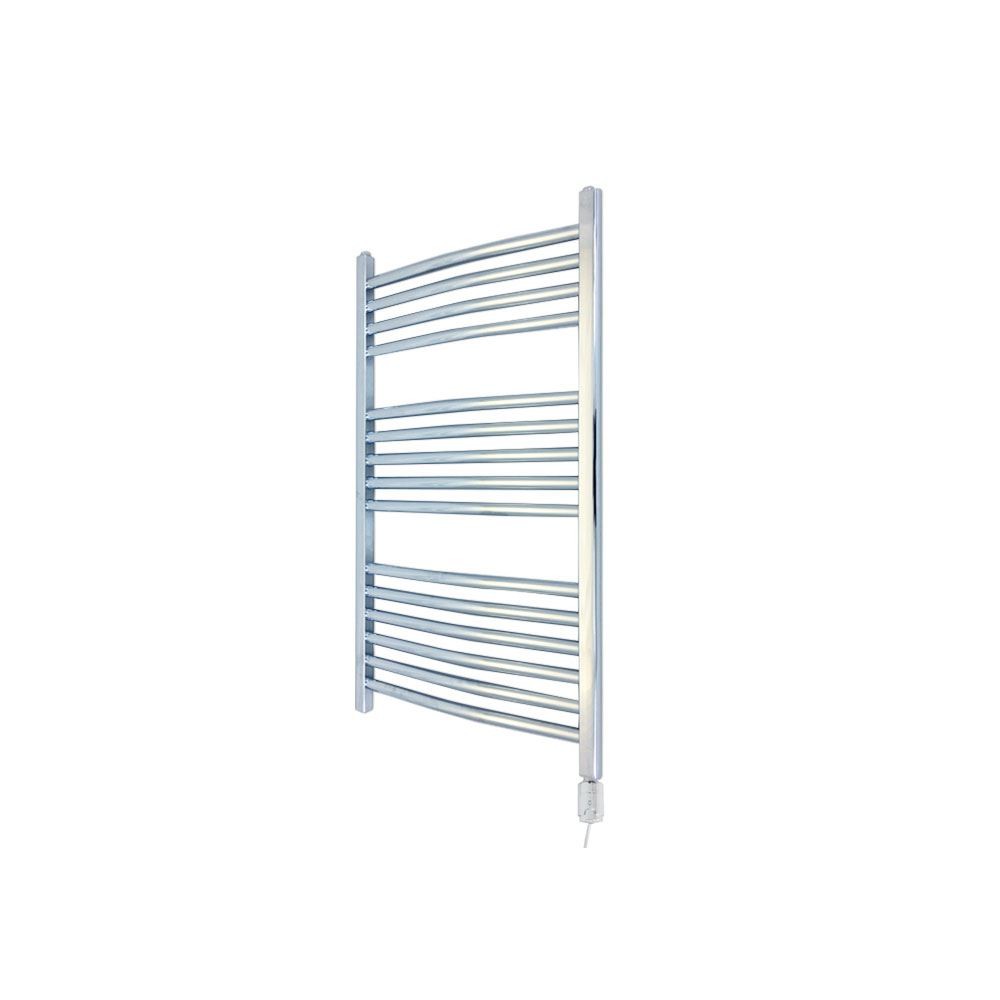 Curved Chrome Electric Towel Rail Thermostatic 150W Element 400mm x 800mm