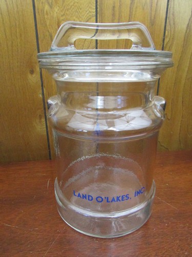 Vintage 9" Land O 'Lakes Glass- American Native Maiden Cream Can Jar Cookie Jar - Picture 2 of 11