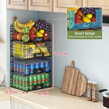 4 Pack XXL Stackable Wire Baskets with Handles for Pantry Storage Organization