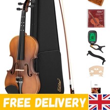 Handcrafted Matte Black 4/4 Violin Set with Finger Guide for Effortless Learning