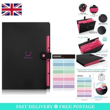 Durable 5-Pocket A4 File Organizer with Snap Button for Secure Document Storage