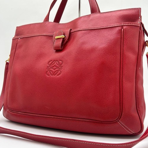 Excellent condition A4 compatible LOEWE 2way tote bag Anagram leather red should