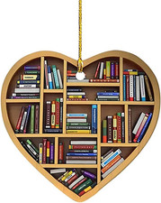 Books Lover Heart 2024 Christmas Ornament - Bookworm Love Books, Heart Librarian