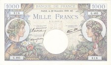 1000 F Commerce et Industrie 28-11-1940 FAY 39.02 Alph. G.485 n° 818 NEUF