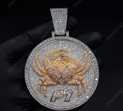 Personalized Pendant VVD Tester Passing Moissanite Two-Tone In Real 925 Silver
