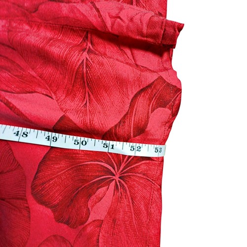 Maxi abito vintage Hilo Hattie hawaiano originale rosso Hibiscus SS MEDIO *DIFETTO* - Foto 6 di 7