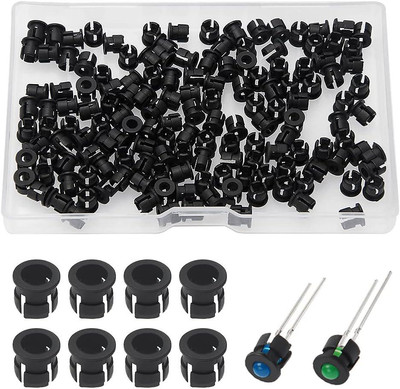 150 Stück 3 mm Kunststoff schwarz LED Diodenhalter, LED Dioden Lampenfassung, Diodenhalter