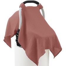 100 Muslin Cotton Car Seat Cover Baby, Carseat Canopy Cover, Universal Fit S...