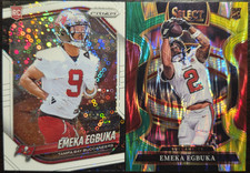 2025 PANINI PRIZM EMEKA EGBUKA RC #351 WHITE DISCO & SELECT GREEN/YELLOW SHOCK