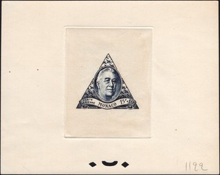 MONACO: 1946 Prince Roosevelt 15F 10F Airmail Proof/Souvenir Sheet Mint
