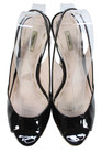 Miu Miu Womens Shiny Leather Platform Heels Slingbacks Shoes Black Size 8 — photo 2