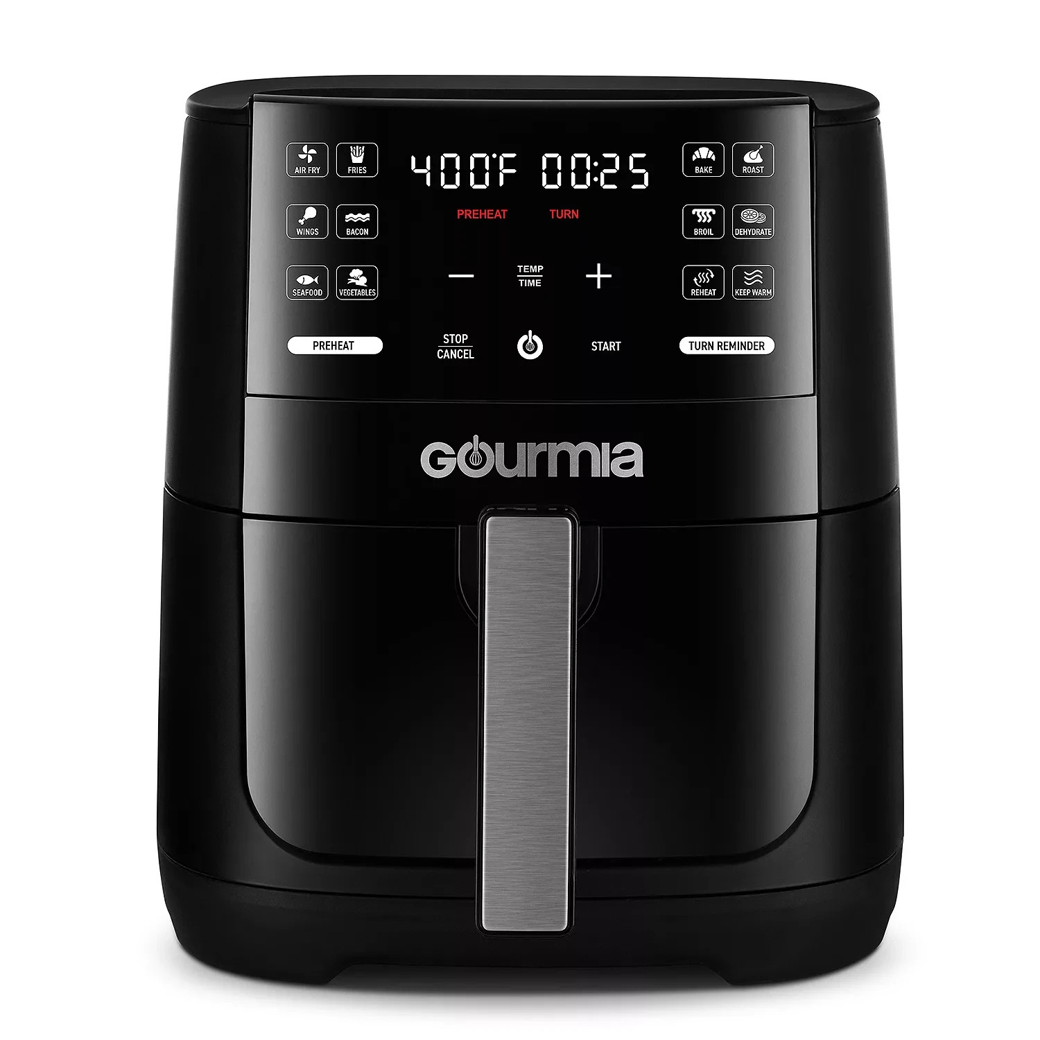 Gourmia 6QT Air Fryer Large Capacity Nonstick Basket Black Electric