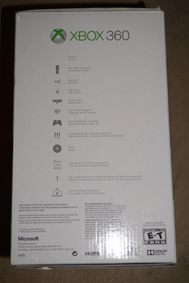Black Microsoft Xbox 360 4 gb E System Console NEW Sealed Kinect Adventures - Image 4 of 4