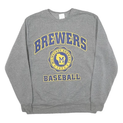 Sweat-Shirt Sport En Coton Mélangé Gris Pour Hommes Crew Neck XL - Photo 1/4