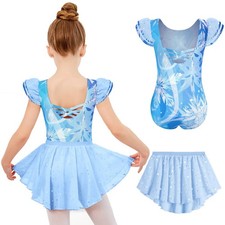 Zaclotre Girls Ballet Leotards with Removable High Low 4-5T, Snowflake Blue