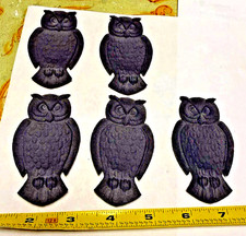 5 ANTIQUE HEAVY PAPER EMBOSSED HALLOWEEN BLACK OWLS DIE CUTS GERMAN 3 1/8