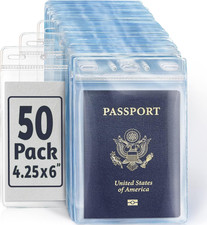 Passport  Identification Card Holders with Soft Edge Clear, 4X6 Inch, 50 Pack 