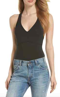 Felina L43704 Women's Black T-Back Bodysuit Size Medium