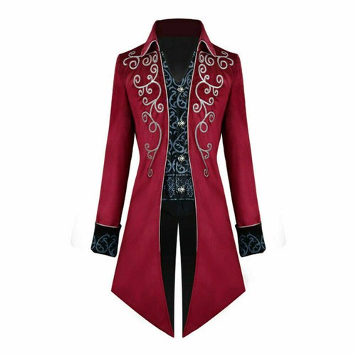 Mens Vampire Gothic Long Suit Jacket Showman Tuxedo Tailcoat Frock Coat - Picture 9 of 15