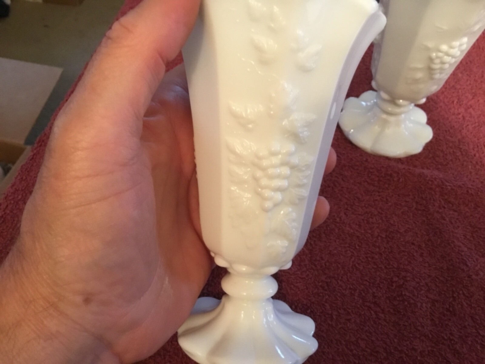 (2) White Milk Glass Vases eBay