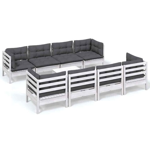 9-Piece Outdoor Lounge Set Garden Patio Sofa Chairs Furniture Setting Pine Wood