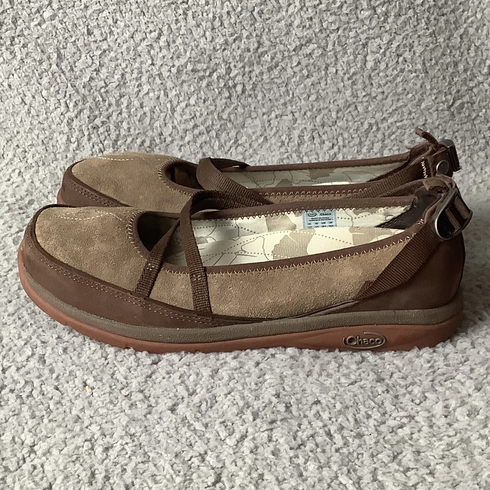 Zapatos Chaco Para Mujer 7.5 Marrón Gamuza Mary Jane Ajustables Trail Caminata Caminar Comodidad Foto 4 de 4