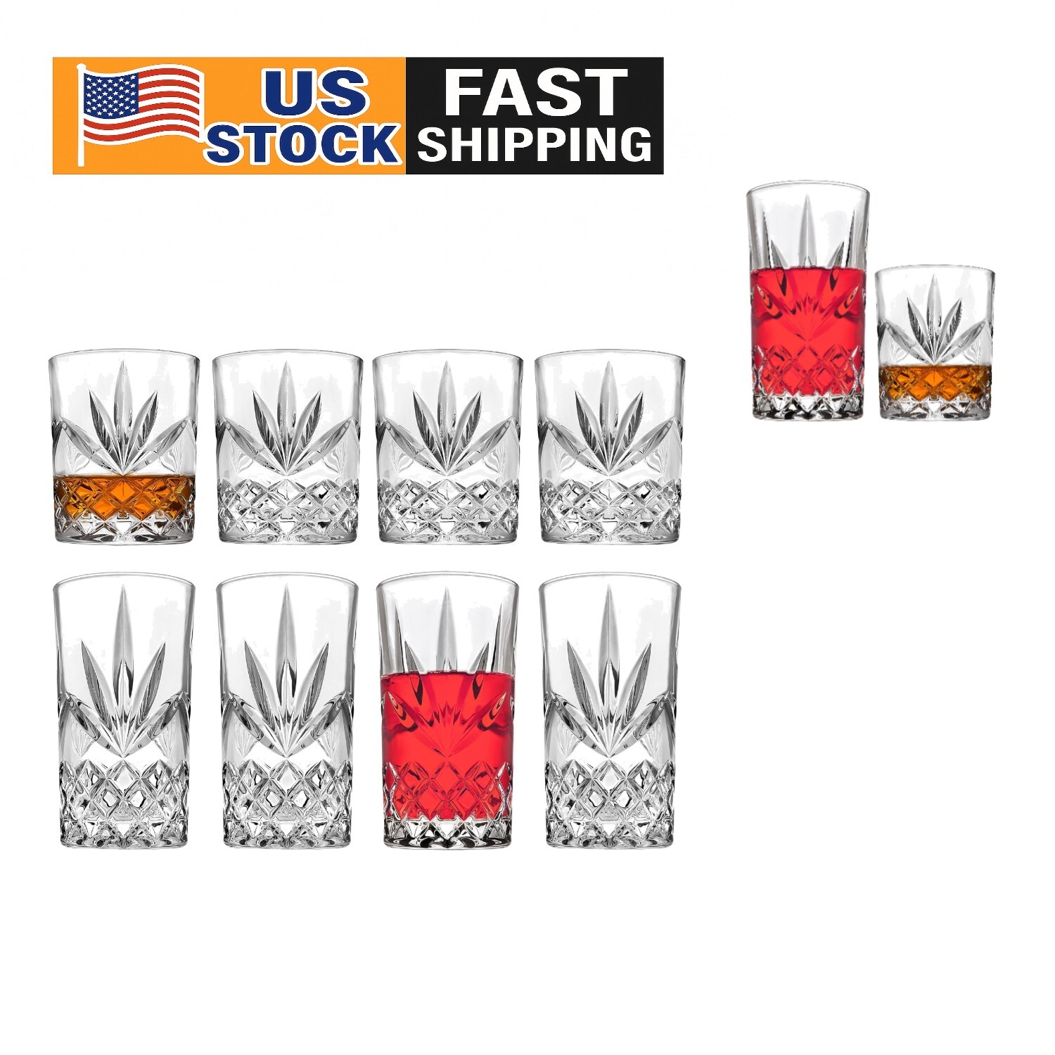 4-Piece Highball & Old Fashioned Glass Set - Perfect for Entertaining