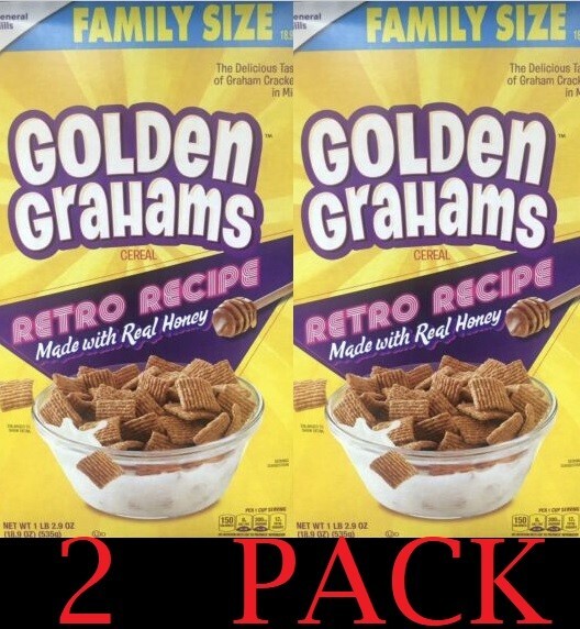 2x General Mills Tamaño Familiar Grahams Dorado Receta Retro Desayuno Cereal 16.7oz