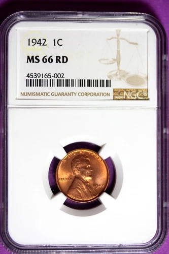 1942 NGC MS66 RD Lincoln Wheat Cent #B35223