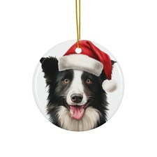Hanging Ceramic Christmas Tree Ornament - Border Collie Design