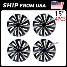 15 Set Of 4 Silver Black Wheel Covers Snap On Hub Caps Fit R15 Tire Steel Rim 15 Set Of 4 Silver Black Wheel Covers Snap On Hub Caps Fit R15 Tire Steel Rim