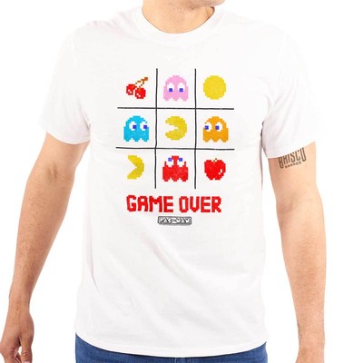 Pixel 8-Bit PACMAN Game Over Tic Tac Toe Womens or Mens Crewneck T Shirt Tee