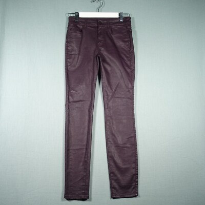 Massimo Dutti Jeans Womens 36 Purple Coated Wet Leather Look Biker Pant  Trousers UK