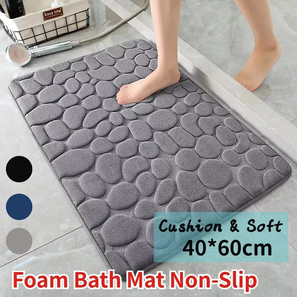 Alfombra de baño de espuma viscoelástica 2 piezas alfombra de baño piso ducha alfombra antideslizante absorbente Foto 3 de 4