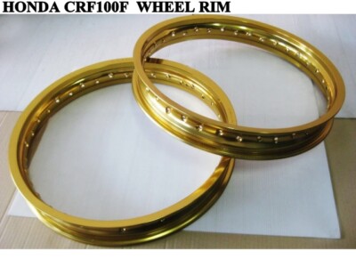 Fit HONDA CRF100F 2004-2012 ALU YELLOW GOLD FRONT & REAR WHEEL RIM Fit HONDA CRF100F 2004-2012 ALU YELLOW GOLD FRONT & REAR WHEEL RIM