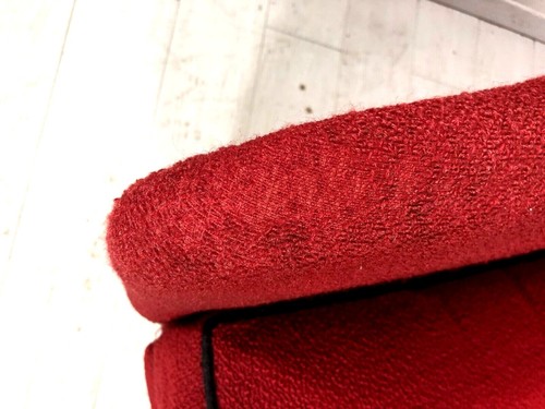 COPPIA POLTRONA VINTAGE TESSUTO ROSSO PIEDINI LEGNO MID-CENTURY ARMCHAIR '50s - Foto 9 di 12
