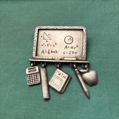 J.J. Signed Chalk Board School Charms Math Book Calculator Ruler Apple Pencil