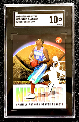 NBAカード　Carmelo Anthony rc refractor RC SGC 10 GM 2003-04 CARMELO ANTHONY /1999 TOPPS PRISTINE