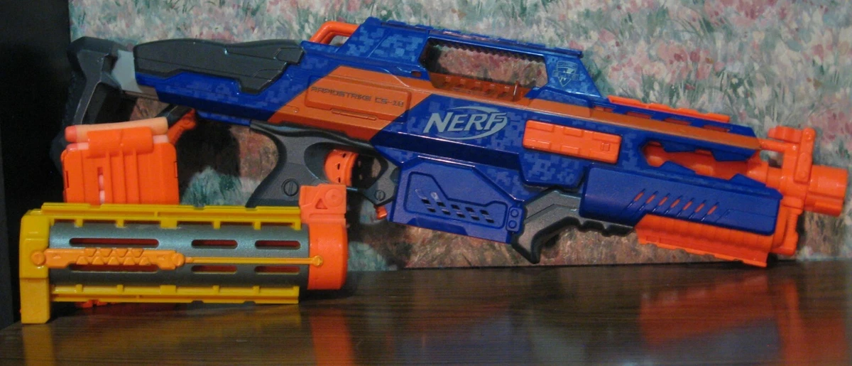 NERF LONGSTRIKE Lot of 3 with Orange Works Upgrade Barrel, Bi-pod and more  CS-6