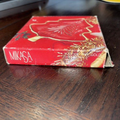 Mikasa Yuletide Tree Gold Sweet Dish 5" - NOS - Picture 2 of 11