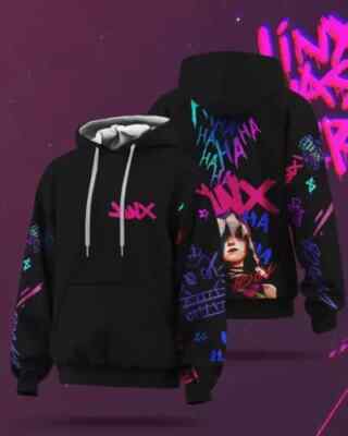 League of Legends Hoodie, Jinx Arcane Vi Powder Hoodie Polyester - reprinted