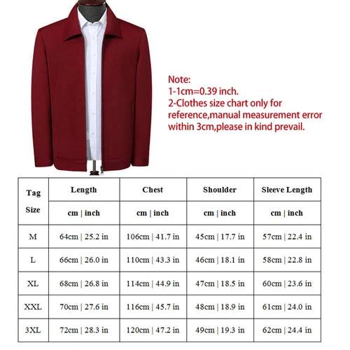 Men Turn-down Collar Coat Jackets Tops Business Autumn Spring Zipper Outwear - Bild 3 von 21
