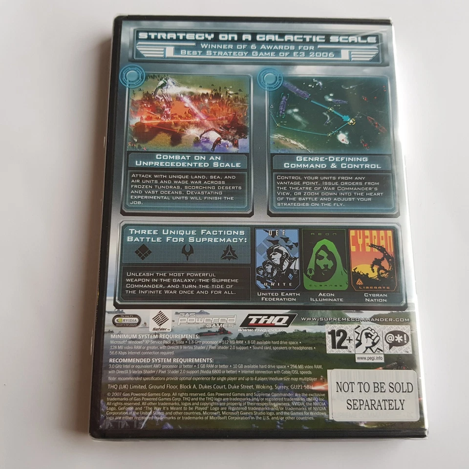 Supreme Commander PC DVD ROM Video Game Windows RTS Chris Taylor sealed - Image 2 of 4