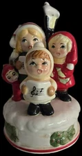 Revolving Christmas Carolers  Plays Silent Night Music Ceramic 1984 Granny Core 