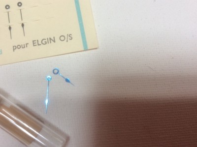 Aiguilles De Montre Vintage ELGIN O/S - Bleu Bêche Fine, Pour Heure Et Minute - NOS (New Old Stock)