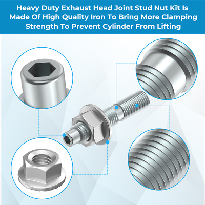 Exhaust Port Studs Nuts Head Pipe Butt Screws Both Ends Screw In - Foto 6